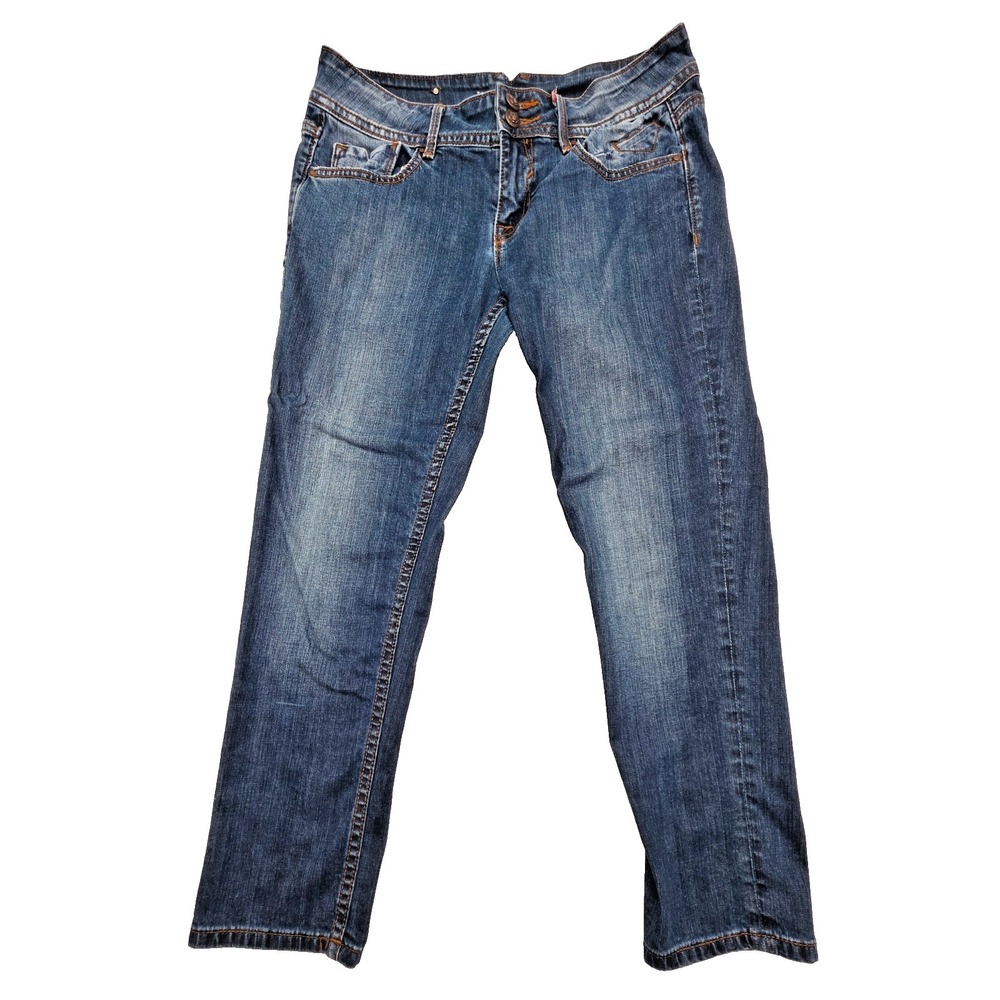 Vigoss Fit‎ Capri Denim Jeans 7/8 29 Bejewelled Pockets Embellished Embroidered